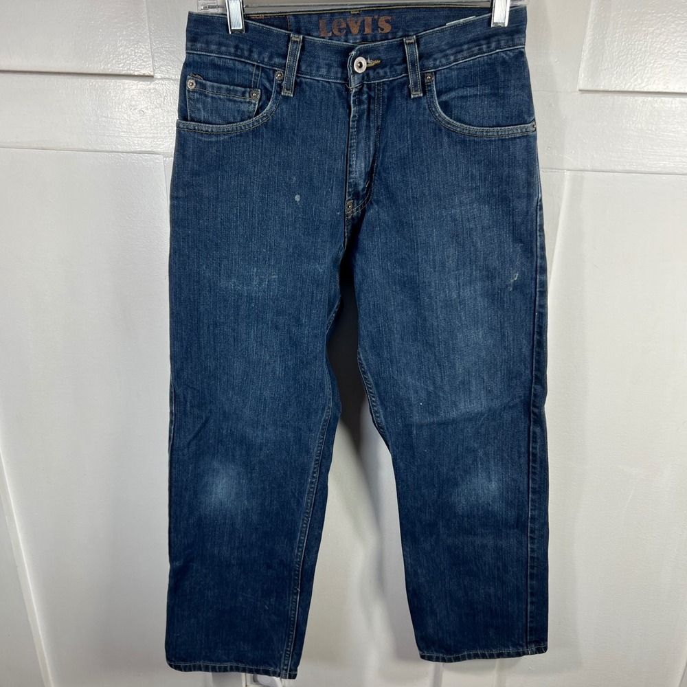 Levis 569 Loose Straight Jeans Mens 29x30 Dark Wash Blue Embroidered Pocket